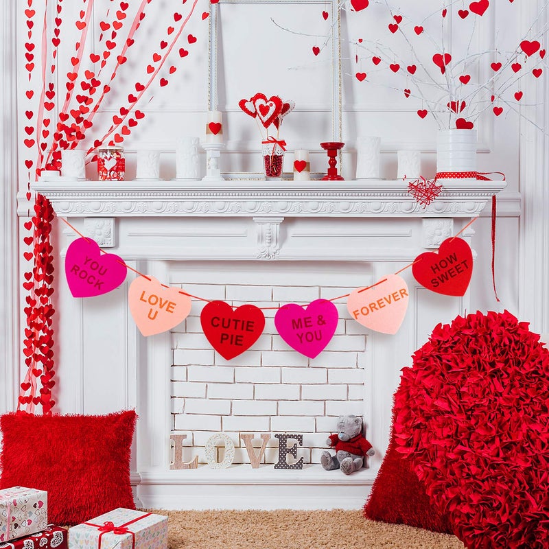 Whaline Valentine's Day Felt Heart Garland Banner for Indoor Outdoor Wedding Engagement Anniversary Party Favor(9.8 feet) - Image 5